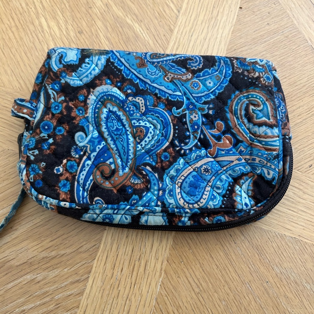 ☘️Stephanie Dawn Mocha Paisley Blue paisley Cosmetic bag retired - Picture 3 of 5